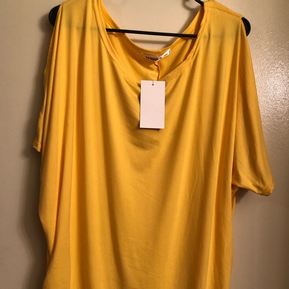Doublju Tops - Doublju Yellow short sleeves cold shoulder top